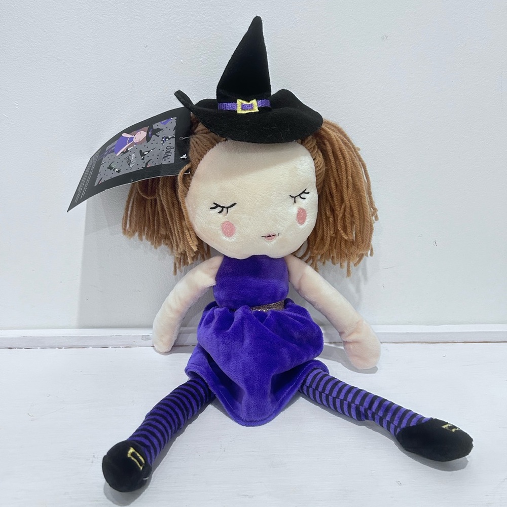Cynthia Rowley Curious‎ New York Purple Witch Plush  Doll w/ Yarn Hair Black Hat